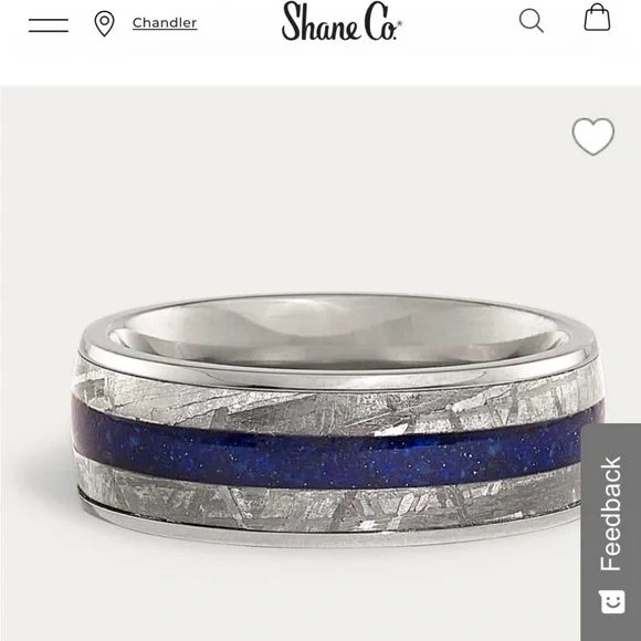 Shane Co Authentic Titanium Meteorite Lapis Lazuli Sz 11 Men’s Wedding Band Ring